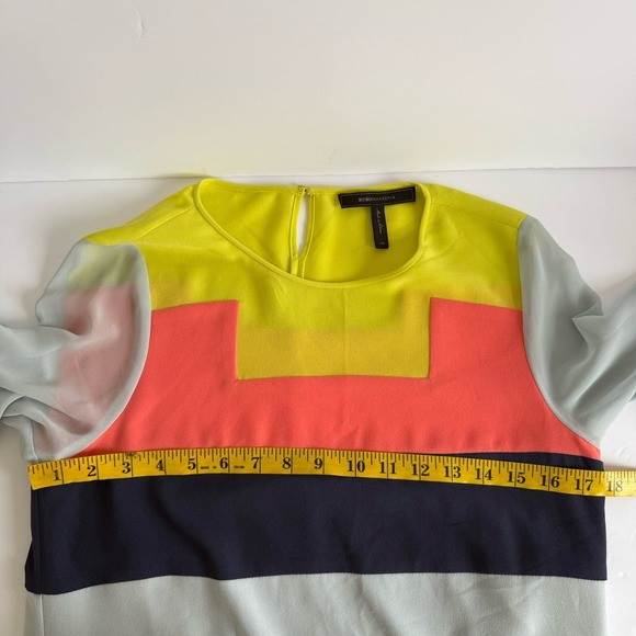 BCBGMAXAZRIA Cally Dress Women's XS Neon ColorBlock Chic Modern Contemporary - Picture 7 of 9